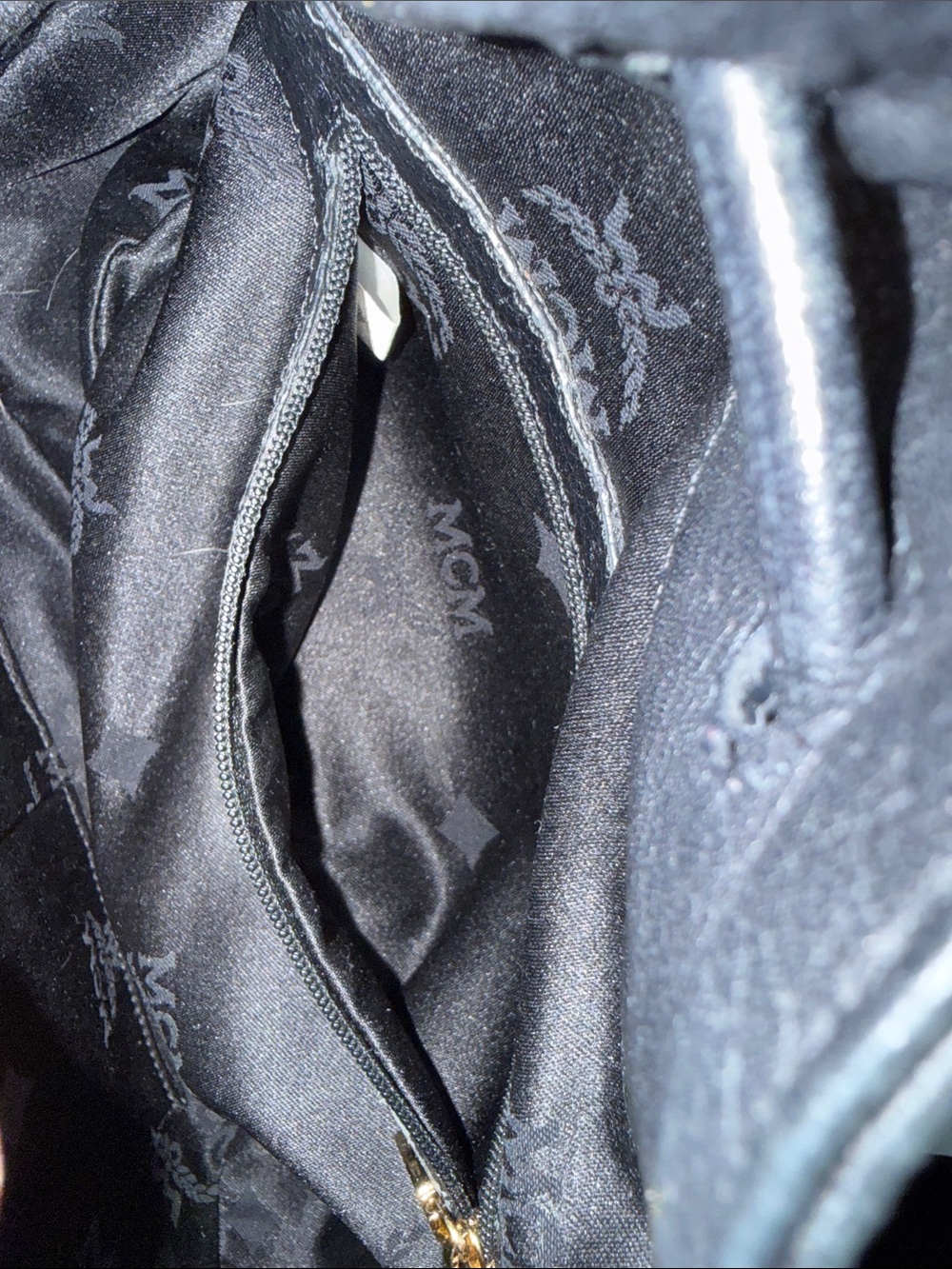 MCM Black Pebbled Leather Drawstring Shoulder Crossbody Bag with Gold Hardware - Picture 11 of 13
